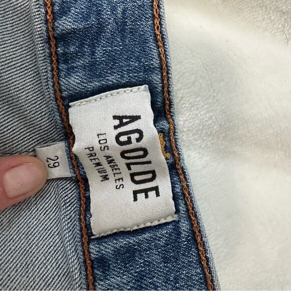 AGOLDE jeans mid rise skinny blue denim ripped distressed size 29 - Picture 6 of 9